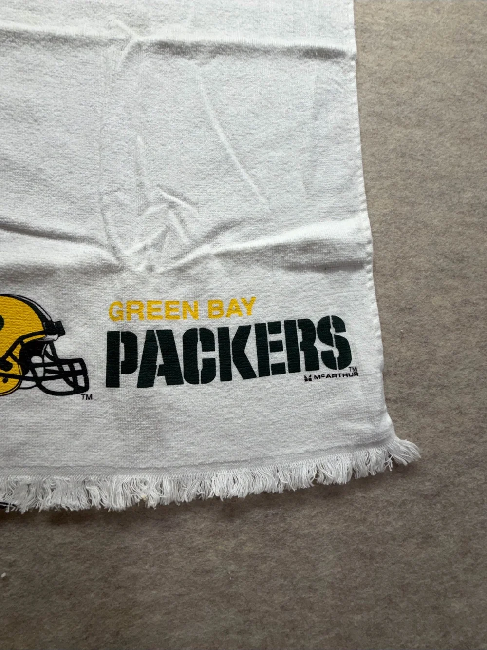 Vintage Green Bay Packers White Logo Hand Towel